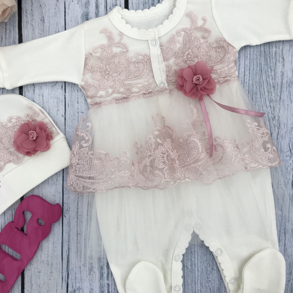 236-П. Комбинезон с  юбкой,100% хлопок интерлок, пудра