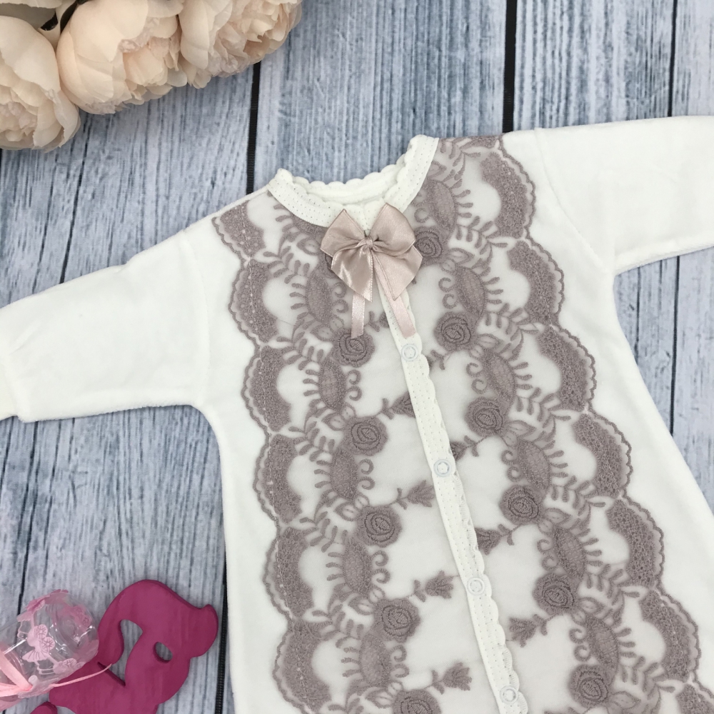 264-П. Комбинезон с шапкой, хлопок 80% велюр 20%  ПЭ, пудра