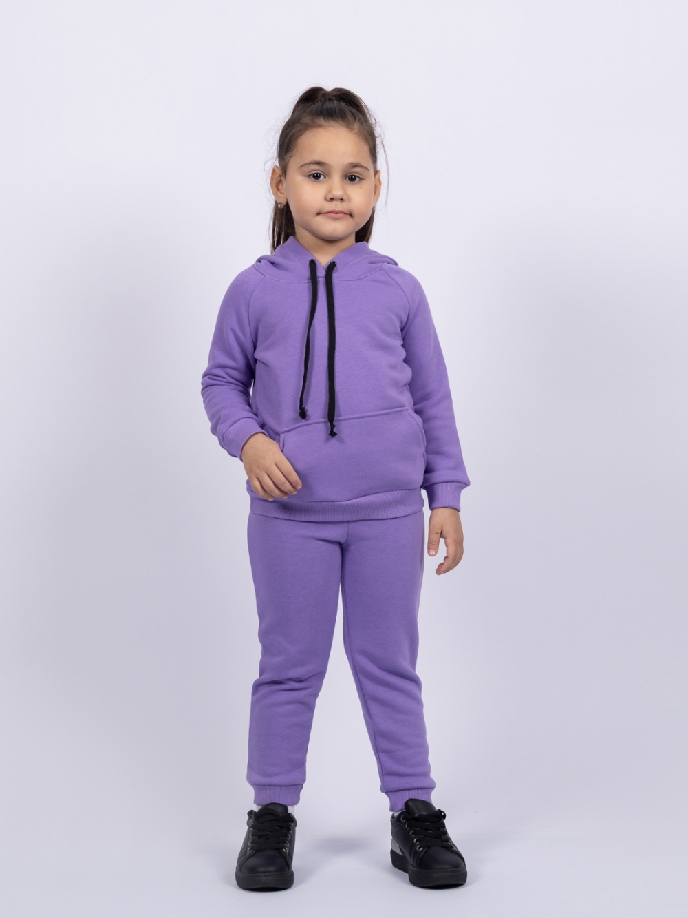 311-Л. Свитшот с капюшоном + Штаны, хлопок 65%, 35% ПЭ, 3-х нитка ( без начеса) лиловый 80,86,92
