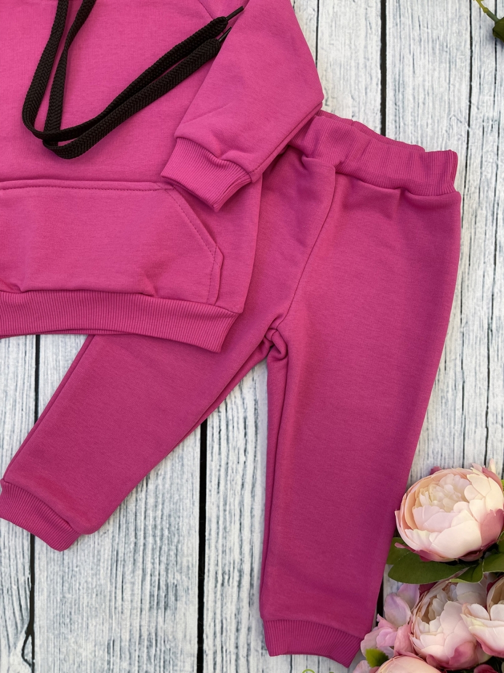 311-Ф. Свитшот с капюшоном + Штаны, хлопок 65%, 35% ПЭ, 3-х нитка ( без начеса) фуксия 98,104,110,116