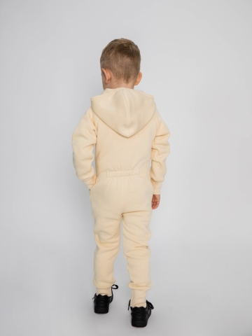 318-СЛ. Комбинезон на молнии с капюшоном, сливочный, хлопок 65%, 35% ПЭ, 3 нитка толстовка (начёс) 86,92,98,104