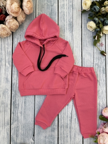 Купить оптом 311-М. Свитшот с капюшоном + Штаны, хлопок 65%, 35% ПЭ, 3-х нитка ( без начеса) малина 98,104,110,116 в Москве