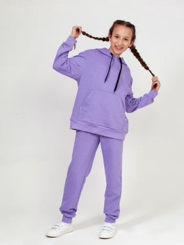 311-Л. Свитшот с капюшоном + Штаны, хлопок 65%, 35% ПЭ, 3-х нитка ( без начеса) лиловый 146,152,158