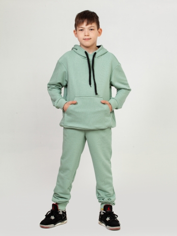 311-ОЛ. Свитшот с капюшоном + Штаны, хлопок 65%, 35% ПЭ, 3-х нитка ( без начеса) олива 146,152,158