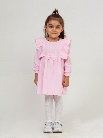 Купить 321-Р. Платье из муслина детское, хлопок 100% розовый, р. 98,104,110,116 в Москве